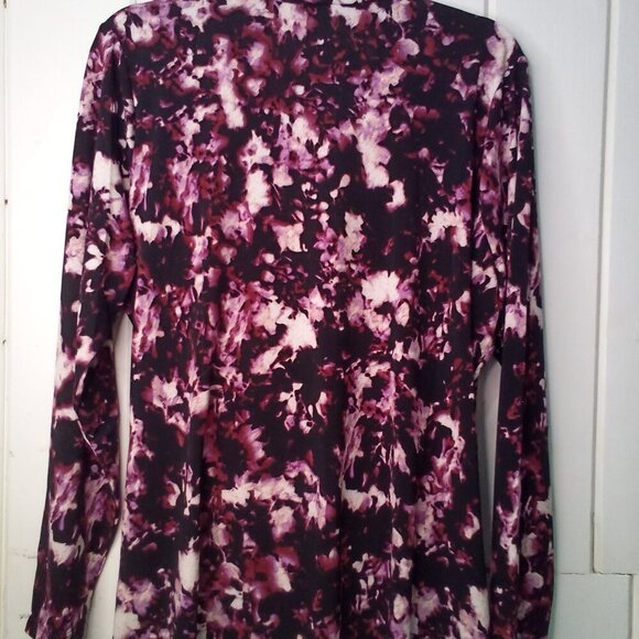 Rachel Rachel Roy Blouse Women M Long Sleeve V-Neck Wrap Floral Black Purple - Picture 14 of 14